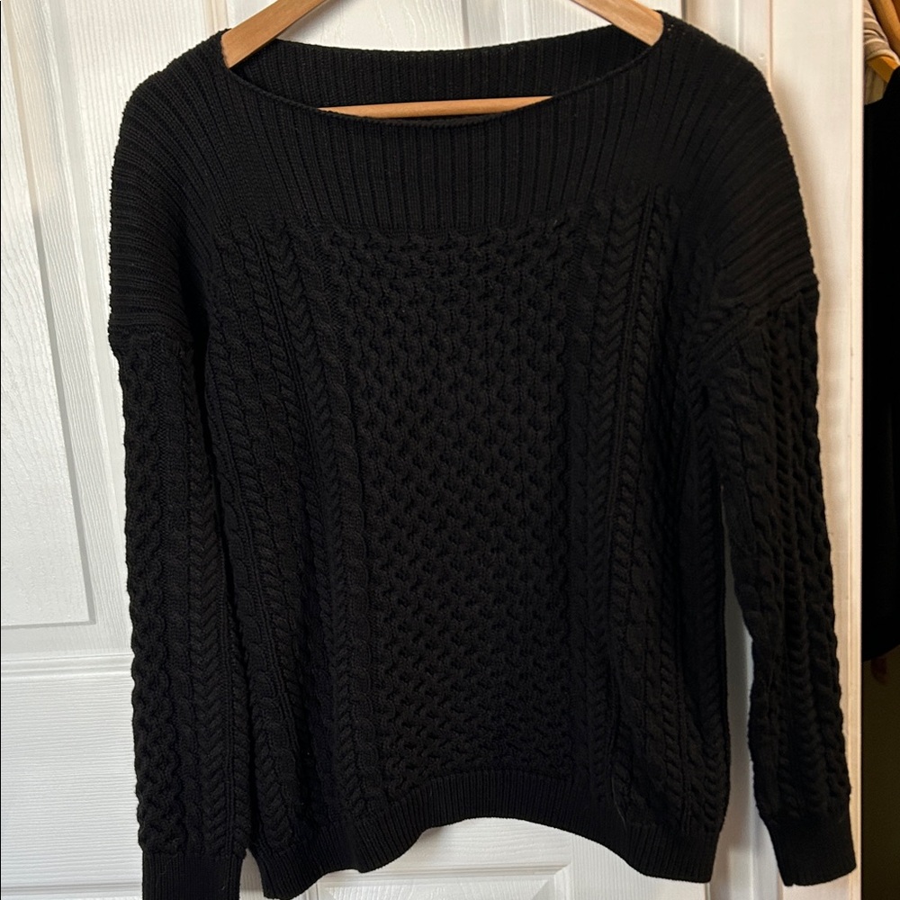 525 America Black Cable Knit Sweater